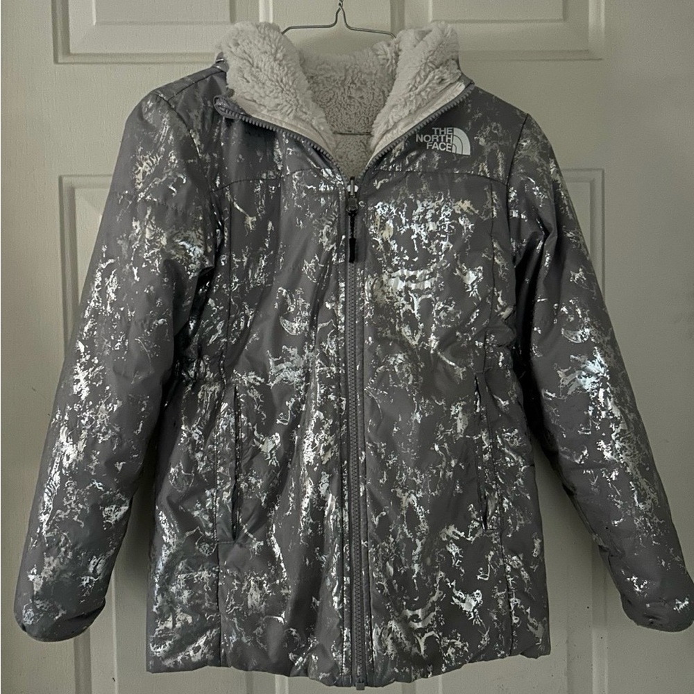 North Face Girls Reversible Mossbud Swirl Parka Coat Size 10 or Medium